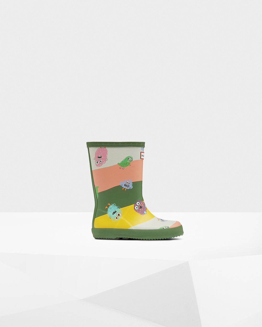 Kids Rain Boots - Hunter Original First Classic Scribble Print (56DGYOIHZ) - Green